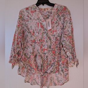 Allison Daley Floral Button-Up Women's Top Size 2X